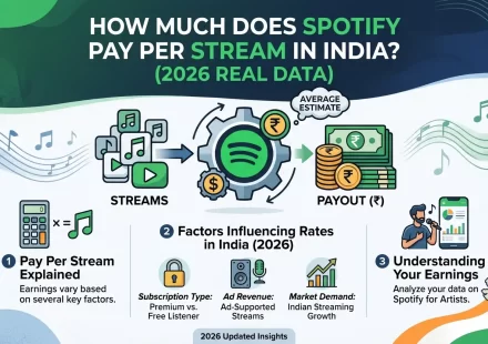 How much does Spotify pay per stream in India 2026 showing actual payment rates in INR for free tier premium and international listeners with earning tables