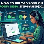 How to upload song on Spotify India step by step guide for independent artists showing Spotify app music distribution process and Spotify for Artists dashboard 2026