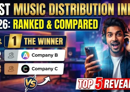 Best music distribution company in India 2026 ranked and compared chart showing DistroKid TuneCore CD Baby RouteNote and The Black Turn on caller tune pricing and royalty for Indian artists