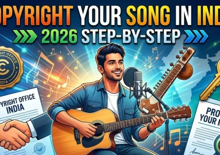 How to copyright your song in India 2026 step by step guide showing copyright office registration process Form XIV fees and documents needed for musicians