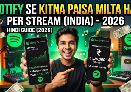 Spotify se kitna paisa milta hai per stream India 2026 real earning numbers Hindi guide showing free vs premium rates and realistic scenarios for Indian independent artists