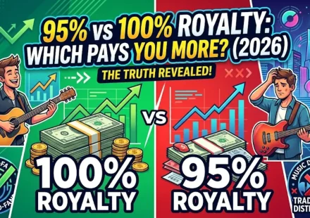 comparison of 95 percent and 100 percent royalty music distributors net earnings 2026