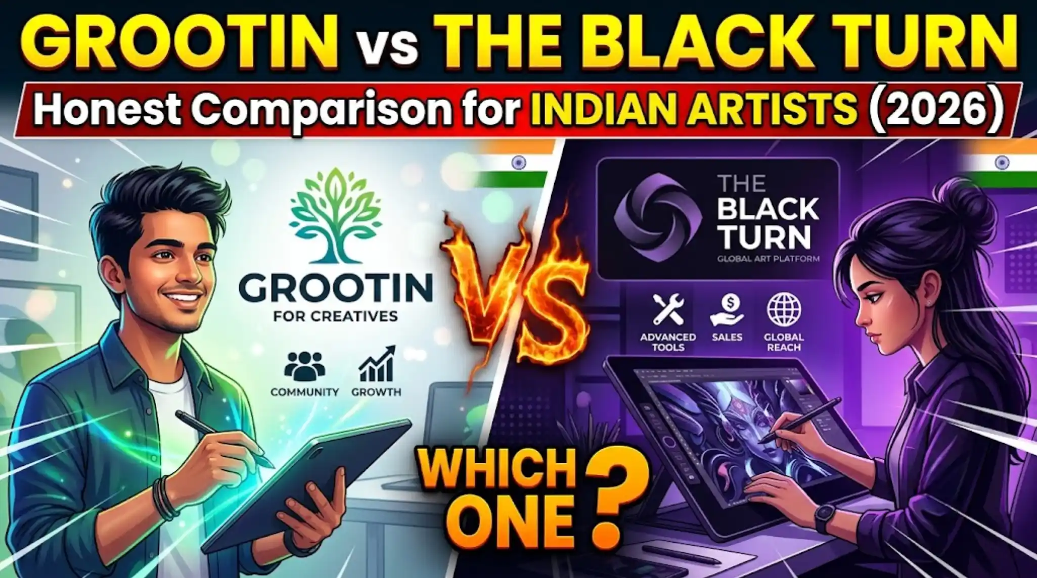 Grootin vs The Black Turn: Honest Comparison for Indian Artists (2026)
