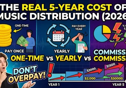 five year cost comparison of one time yearly and commission music distribution models 2026